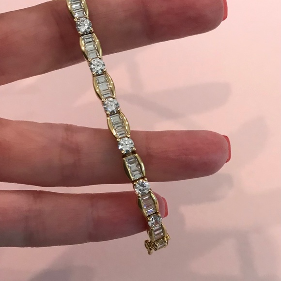 Diamonique Jewelry - Cz tennis bracelet gold over silver SWJ  Diamonique (?)